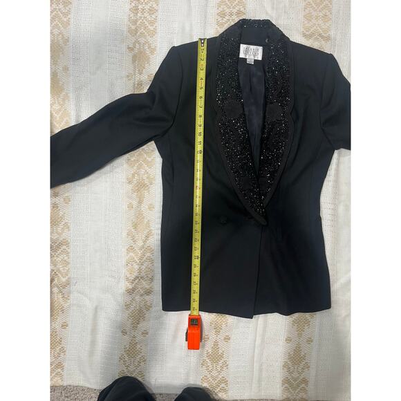 Valerie Stevens Vintage Black Beaded Blazer Removeable Collar Eveningwear Sz 12 - Picture 5 of 9